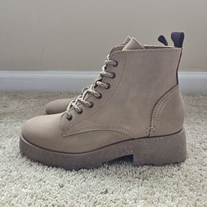 Otbt Immerse Ankle Boots Womens 8M Beige Leather Side Zip